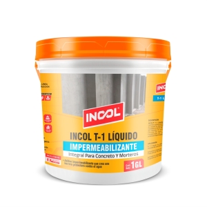 INCOL® T-1 LÍQUIDO (1gl) IMPERMEABILIZANTE INTEGRAL para CONCRETO Y MORTERO